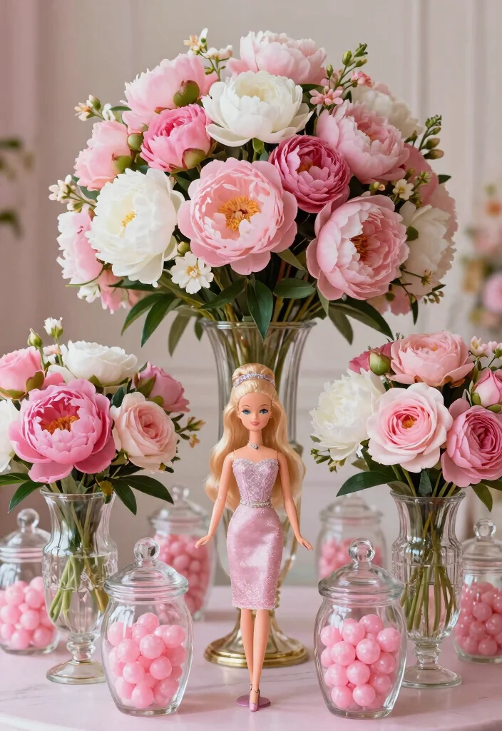 18 Barbie Bridal Shower Ideas That Radiate Glamour - 7. Barbie-Inspired Centerpieces 1