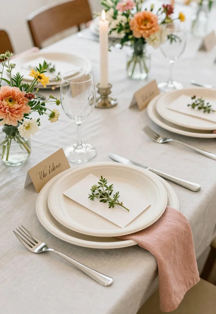 18 Bridal Shower Home Decor Ideas That Elevate Any Space - 4. Elegant Table Settings with Biodegradable Dinnerware 1