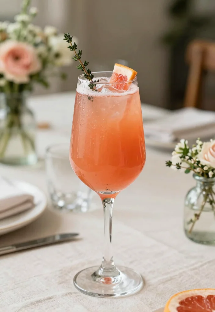18 Bridal Shower Mimosa Bar Ideas Guests Will Love - 8. Grapefruit Mimosa with Thyme 1