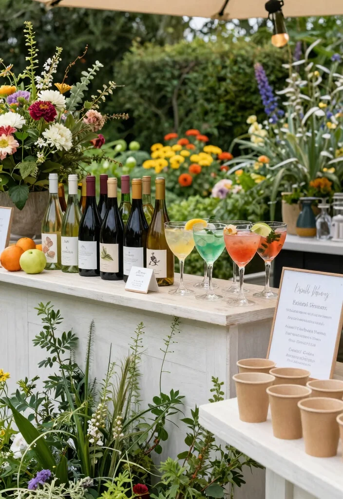 18 Bridal Shower Outdoor Ideas That Feel Bright and Fun - 11. Sustainable Cocktail Bar 1