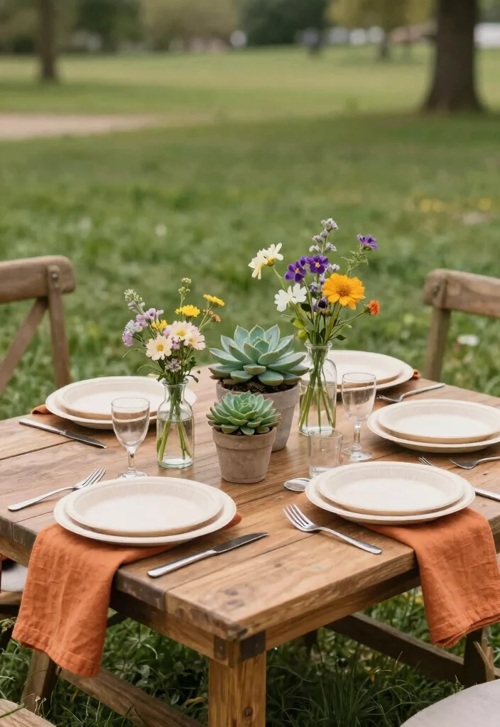 18 Bridal Shower Outdoor Ideas That Feel Bright and Fun - 2. Eco-Friendly Table Settings 1