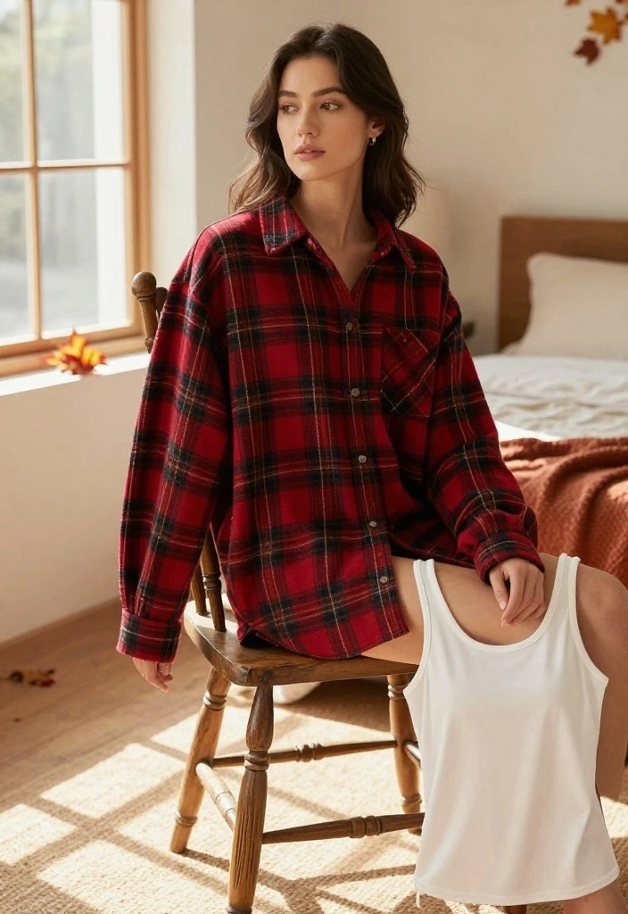 18 Bride Getting Ready Outfit Ideas That Photograph Perfectly - 15. Warm Flannel Shirt 1