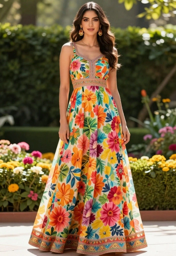 18 Haldi Outfit Ideas That Shine in Every Photo - 11. Floral Maxi Dress 1