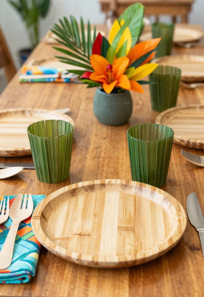 18 Hawaiian Bridal Shower Ideas That Feel Tropical - 8. Eco-Conscious Tableware 1