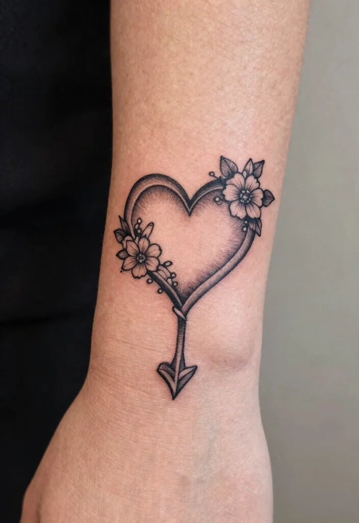18 Wedding Anniversary Tattoo Ideas That Symbolize Forever - 16. Heart with Arrows 1