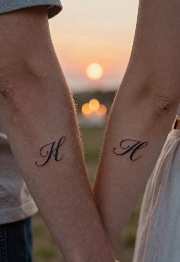 18 Wedding Anniversary Tattoo Ideas That Symbolize Forever - 2. Matching Initials 1