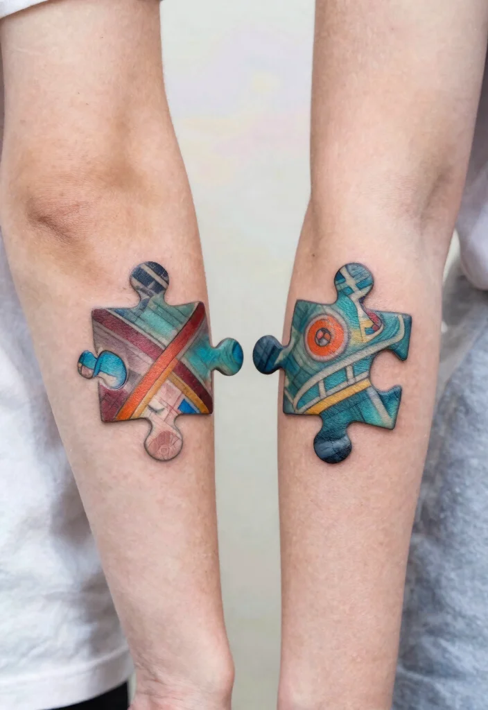 18 Wedding Anniversary Tattoo Ideas That Symbolize Forever - 7. Puzzle Pieces 1