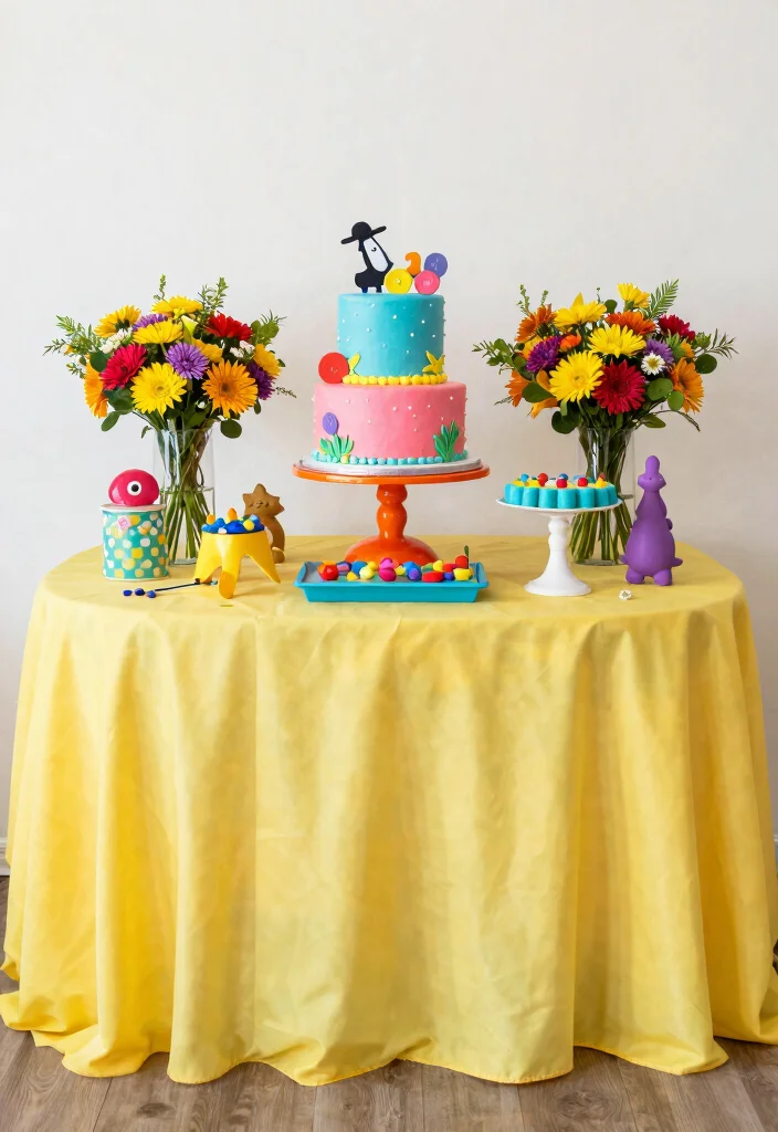 18 Wedding Cake Table Ideas That Elevate Dessert Displays - 11. Whimsical Colorful Table 1