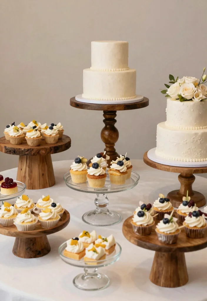 18 Wedding Cake Table Ideas That Elevate Dessert Displays - 16. Creative Cake Stands 1
