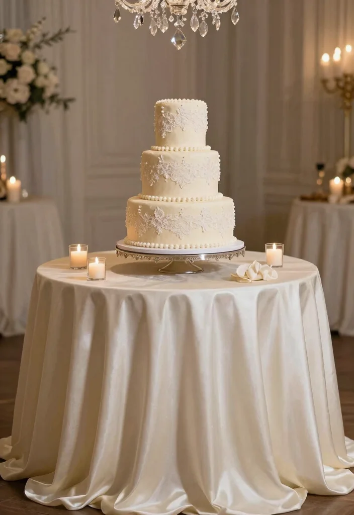 18 Wedding Cake Table Ideas That Elevate Dessert Displays - 4. Elegant Gown-Inspired Table 1