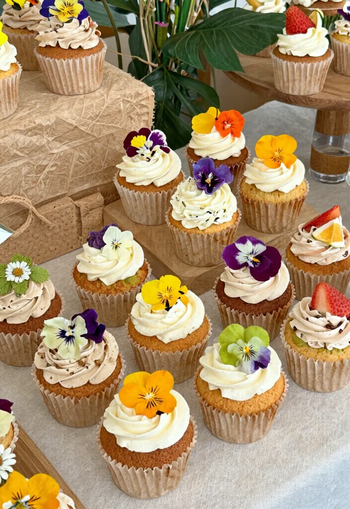 18 Wedding Cupcake Table Ideas That Look Beautiful - 13. Eco-Friendly Plant-Based Cupcakes 1