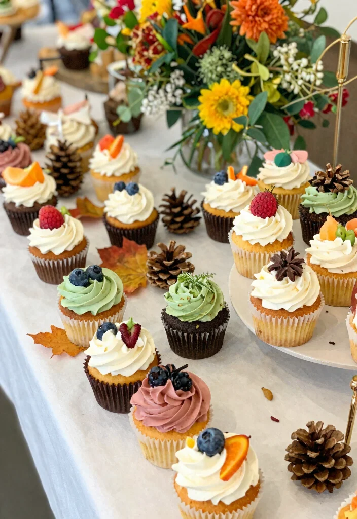 18 Wedding Cupcake Table Ideas That Look Beautiful - 9. Seasonal Theme Sensation 1