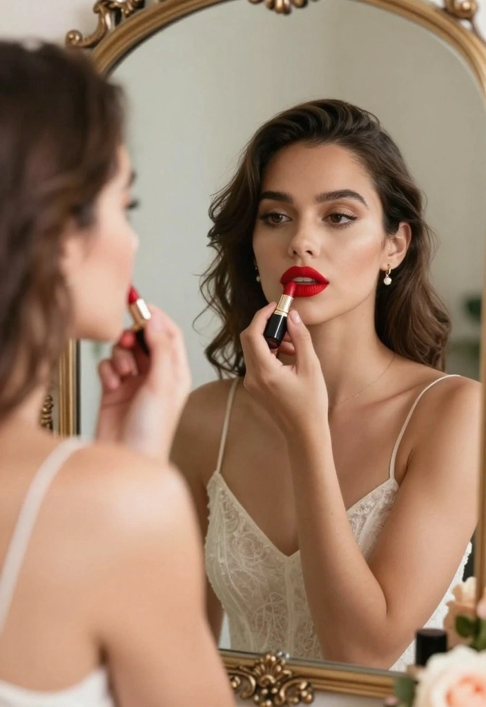 18 Wedding Makeup Ideas That Highlight Your Glow - 3. Bold Red Lip 1