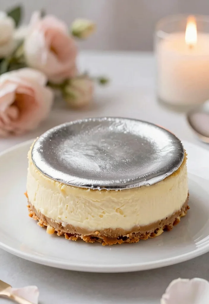 19 25th Anniversary Cake Ideas With Silver Elegance - 11. Silver-Topped Cheesecake 1