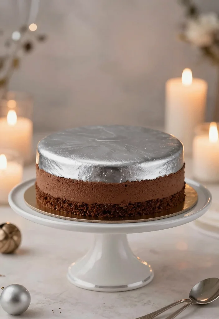 19 25th Anniversary Cake Ideas With Silver Elegance - 15. Silver Chocolate Mousse Cake 1