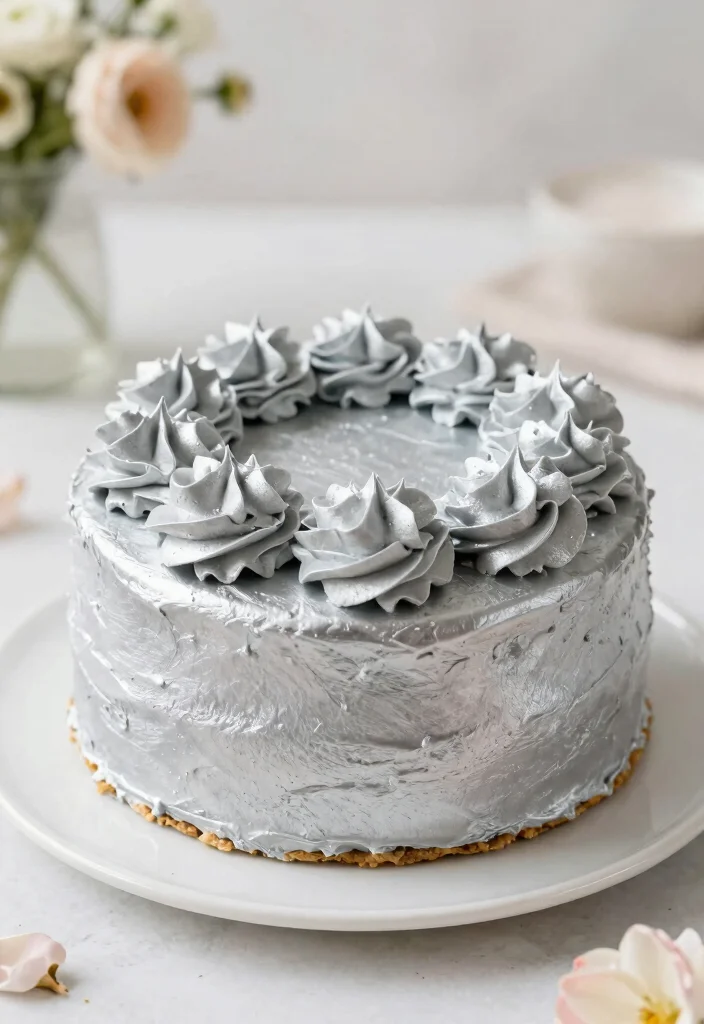 19 25th Anniversary Cake Ideas With Silver Elegance - 17. Silver Cream Cake 1