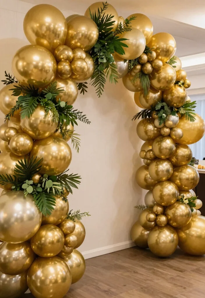 19 60th Anniversary Party Ideas That Shine With Love - 6. Golden Balloon Arch 1