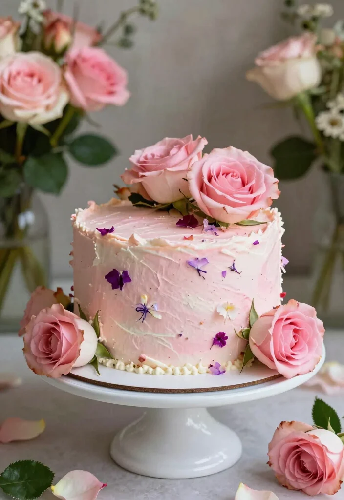 19 Anniversary Cakes Ideas That Feel Special And Sweet - 17. Hibiscus Rose Cake 1