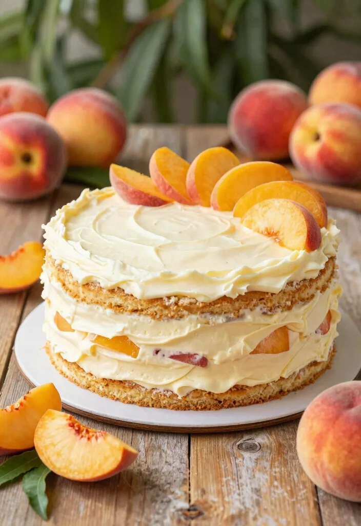 19 Anniversary Cakes Ideas That Feel Special And Sweet - 18. Peaches and Cream Cake 1