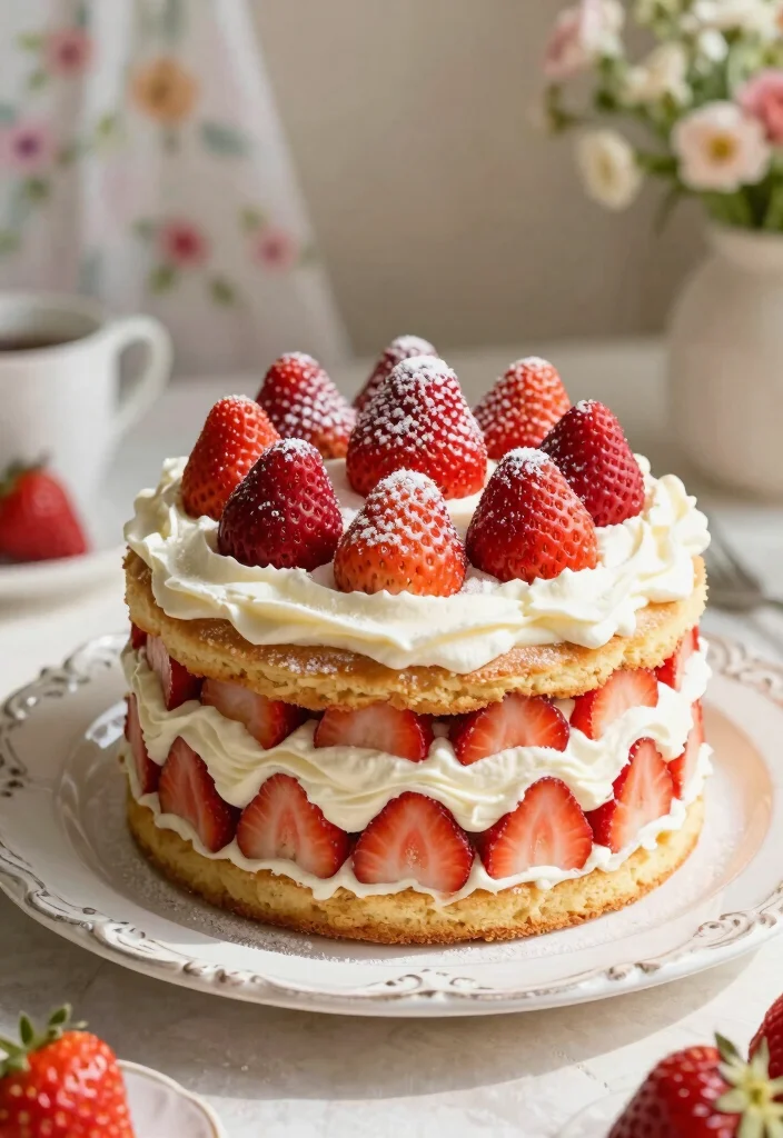 19 Anniversary Cakes Ideas That Feel Special And Sweet - 8. Strawberry Shortcake Extravaganza 1