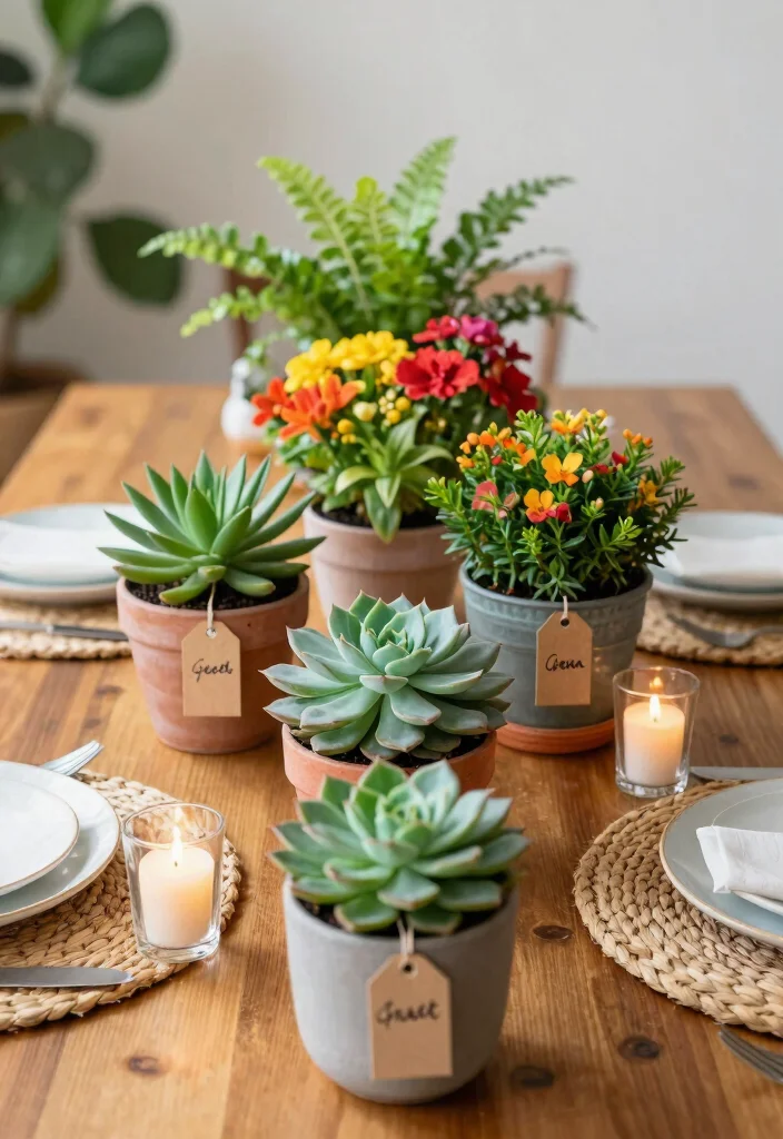 19 Anniversary Design Ideas That Feel Meaningful - 2. Potted Plant Centerpieces 1