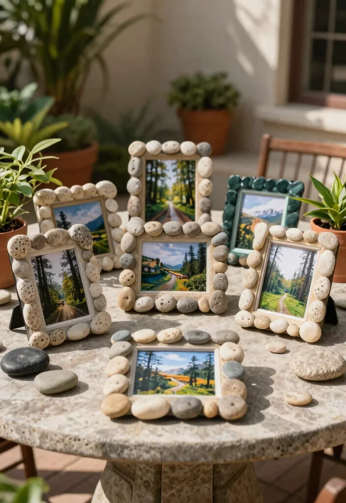 19 Anniversary Photo Frame Ideas That Preserve Love - 12. Stone or Pebble Frames 1