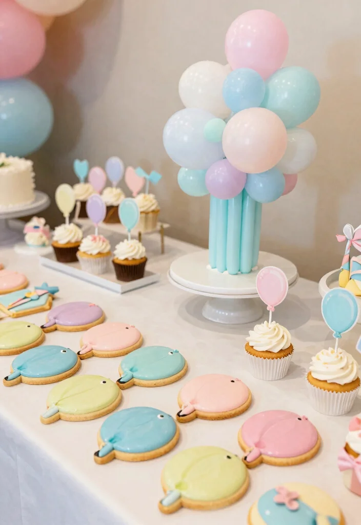 19 Bridal Shower Balloon Ideas That Brighten The Room - 17. Balloon-Themed Treats for a Sweet Treat Table 1