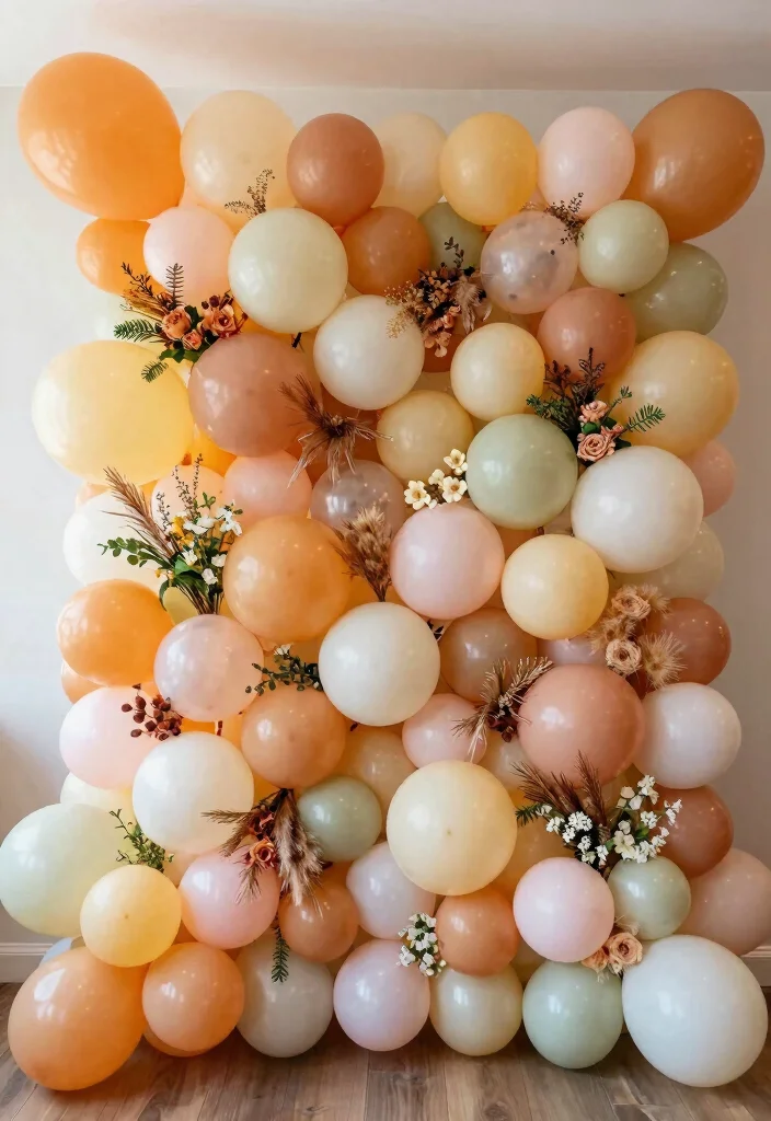 19 Bridal Shower Balloon Ideas That Brighten The Room - 5. Organic Balloon Wall as a Backdrop 1