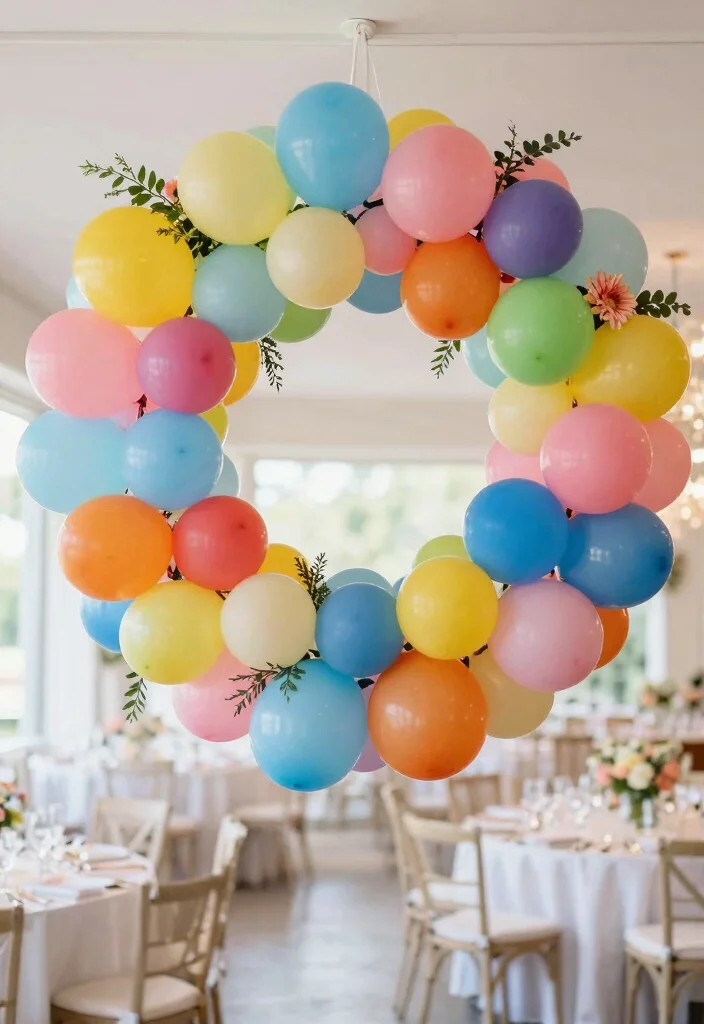19 Bridal Shower Balloon Ideas That Brighten The Room - 8. DIY Balloon Wreaths for Artistic Appeal 1