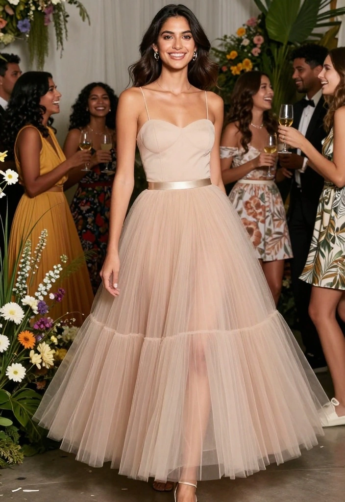 19 Bridal Shower Dress Ideas That Flatter Every Style - 13. Chic Tulle Skirt and Top 1