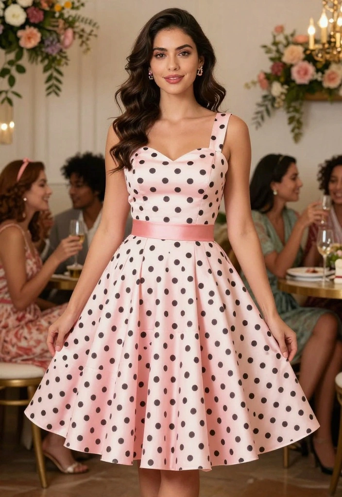 19 Bridal Shower Dress Ideas That Flatter Every Style - 14. Retro Polka Dot Dress 1