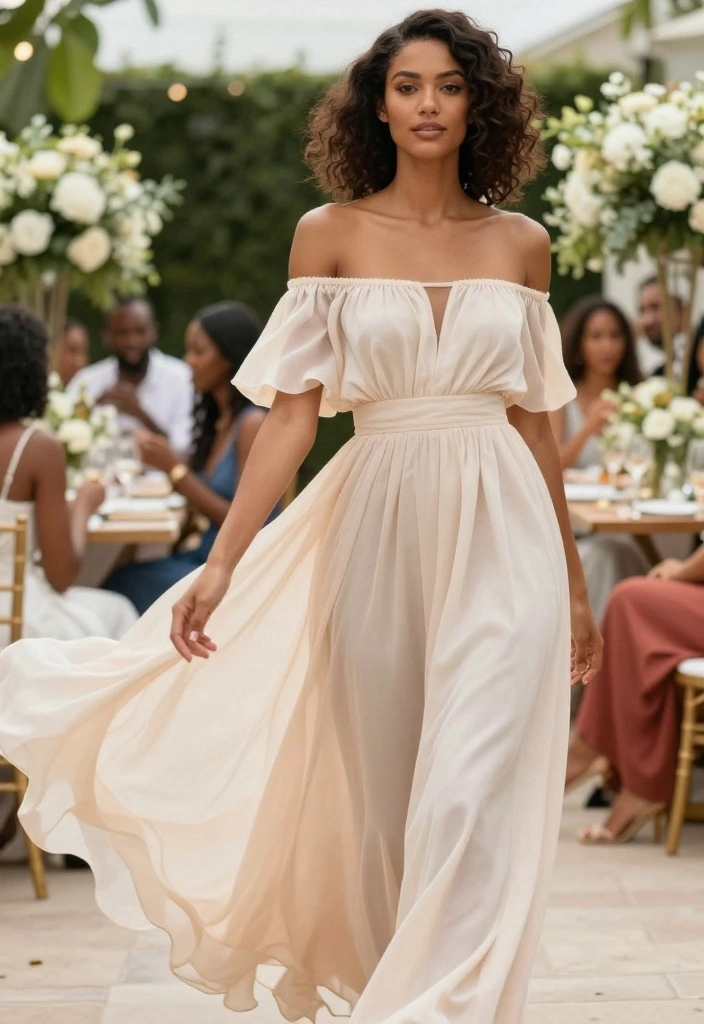 19 Bridal Shower Dress Ideas That Flatter Every Style - 9. Elegant Off-Shoulder Dress 1