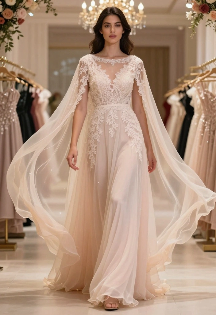 19 Bride Sister Outfit Ideas That Steal The Show - 13. Ethereal Cape Dress 1