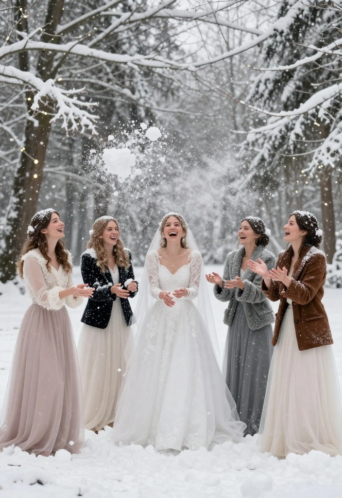 19 Bridesmaid Photoshoot Ideas That Capture Friendship - 14. Winter Wonderland 1