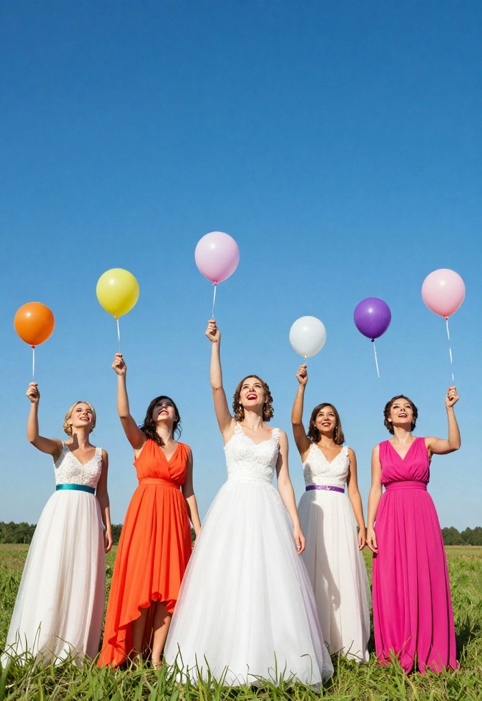 19 Bridesmaid Photoshoot Ideas That Capture Friendship - 18. Whimsical Balloon Release 1