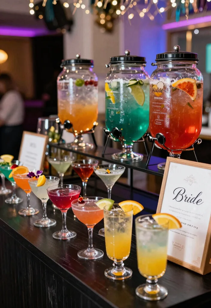 19 Disco Bridal Shower Ideas That Bring The Sparkle - 10. Themed Drinks Station 1