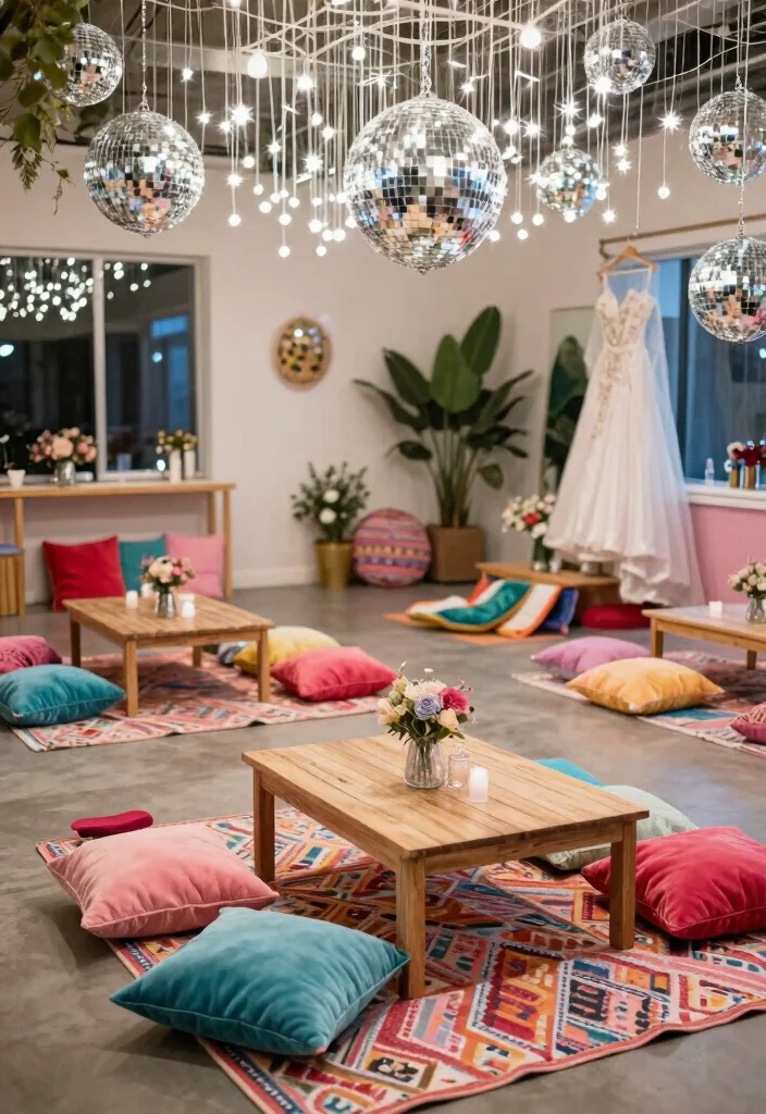 19 Disco Bridal Shower Ideas That Bring The Sparkle - 15. Whimsical Seating Arrangements 1