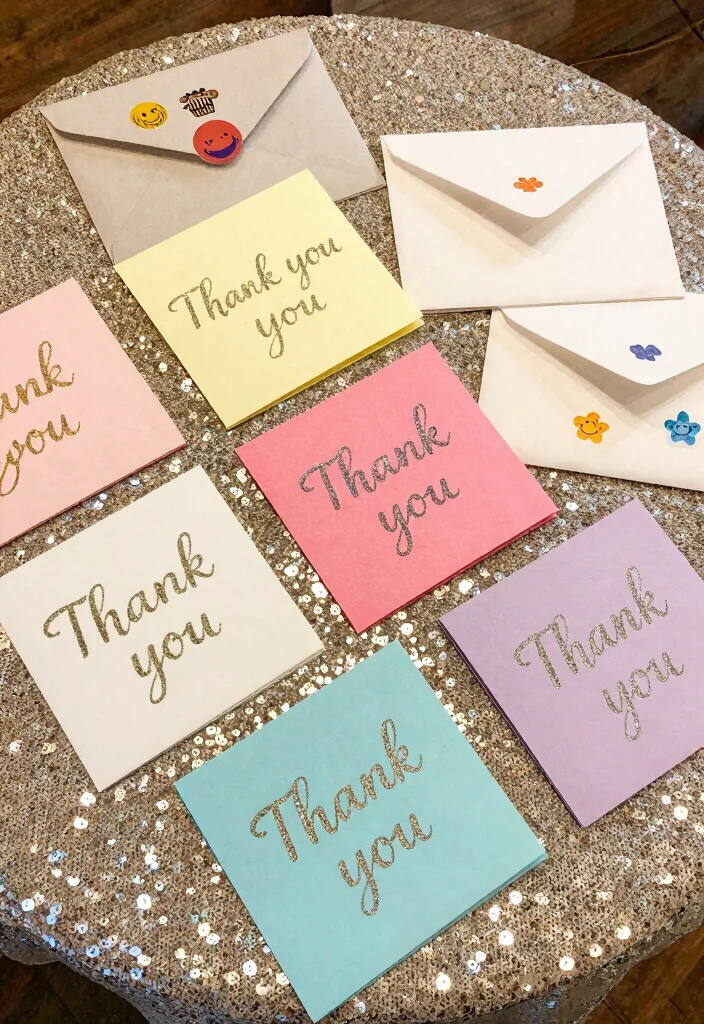 19 Disco Bridal Shower Ideas That Bring The Sparkle - 16. Glittery Thank You Notes 1