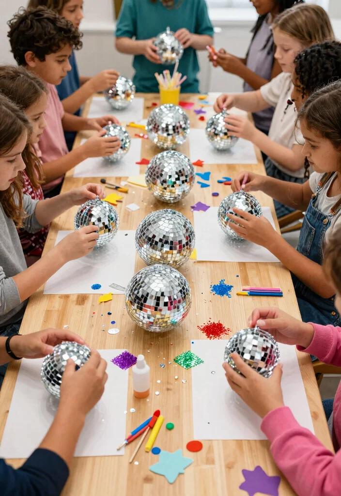 19 Disco Bridal Shower Ideas That Bring The Sparkle - 17. DIY Disco Ball Craft Station 1