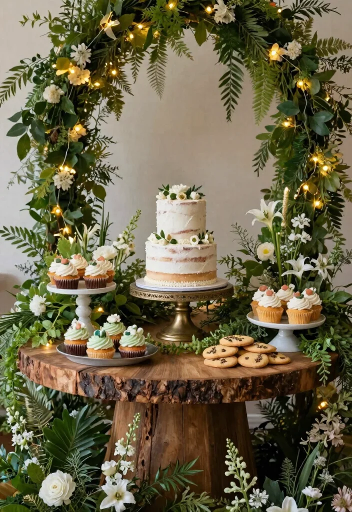 19 Enchanted Forest Bridal Shower Ideas That Feel Magical - 14. Dreamy Cake Table 1
