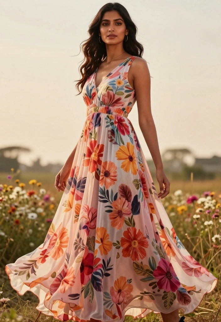 19 Engagement Outfit Ideas That Photograph Beautifully - 1. Flowing Maxi Dress with Floral Patterns 1