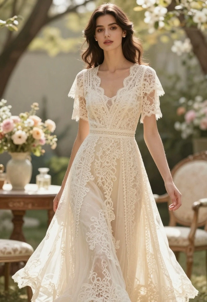 19 Engagement Outfit Ideas That Photograph Beautifully - 3. Vintage-Inspired Lace Dress 1