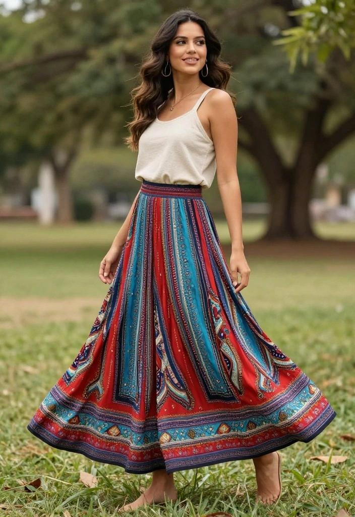 19 Engagement Outfit Ideas That Photograph Beautifully - 9. Stylish Bohemian Skirt with a Simple Top 1