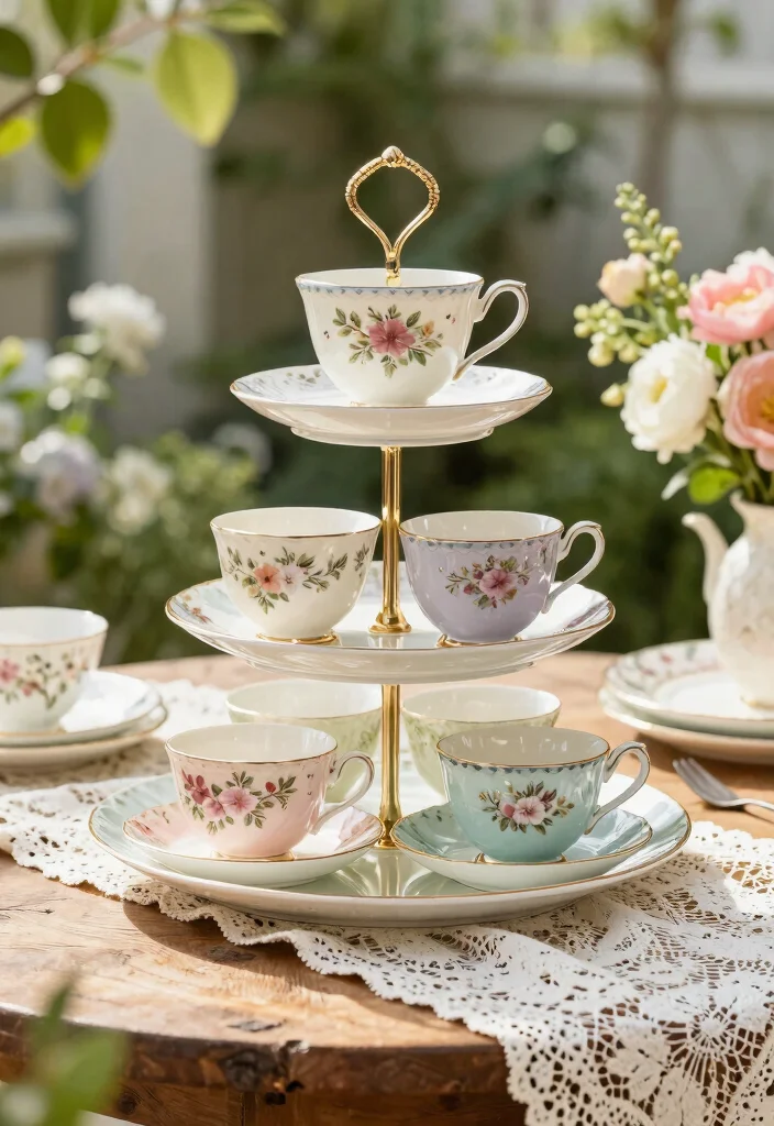 19 Garden Tea Party Bridal Shower Ideas That Feel Whimsical - 2. Mismatched China Tea Sets 1
