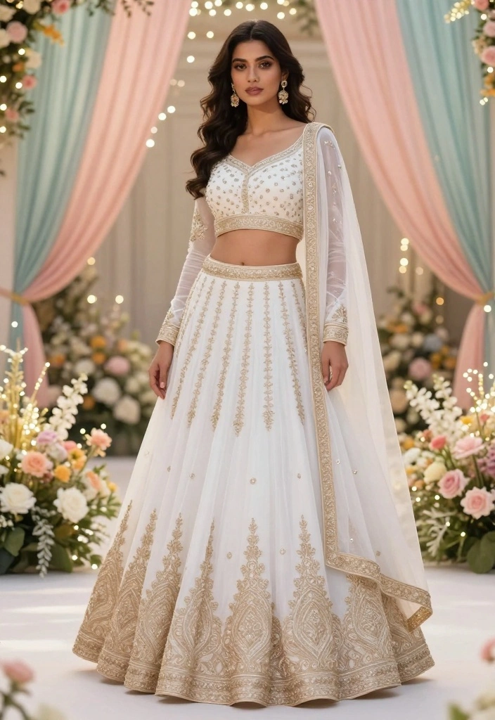 19 Mehndi Outfit Ideas That Steal the Show - 1. Ethereal White & Gold Ensemble 1