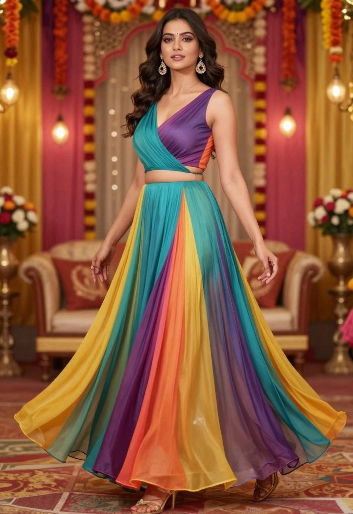 19 Mehndi Outfit Ideas That Steal the Show - 15. Contemporary Wrap Dress 1