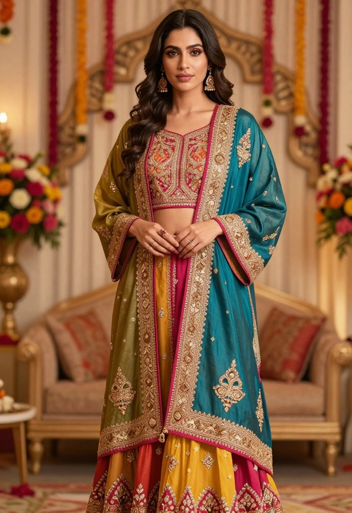 19 Mehndi Outfit Ideas That Steal the Show - 17. Stylish Kimono Jacket 1