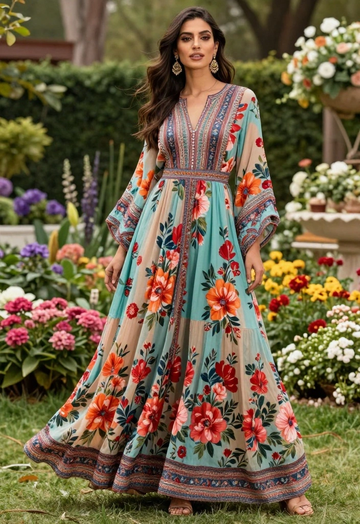 19 Mehndi Outfit Ideas That Steal the Show - 6. Bohemian Maxi Dress 1