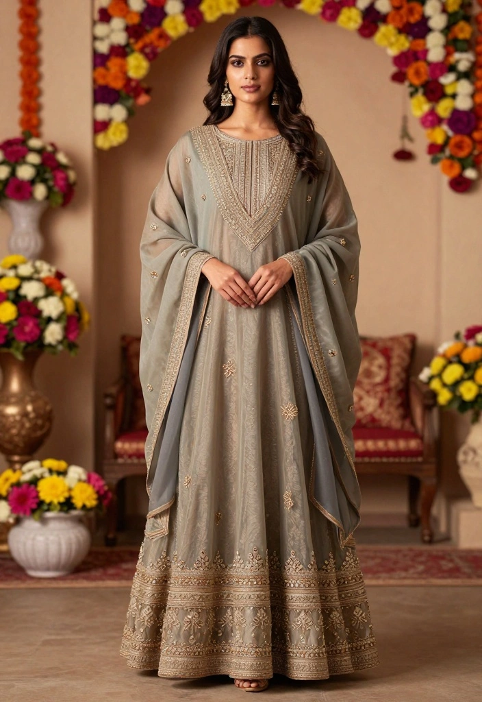 19 Mehndi Outfit Ideas That Steal the Show - 9. Layered Ethnic Cape 1