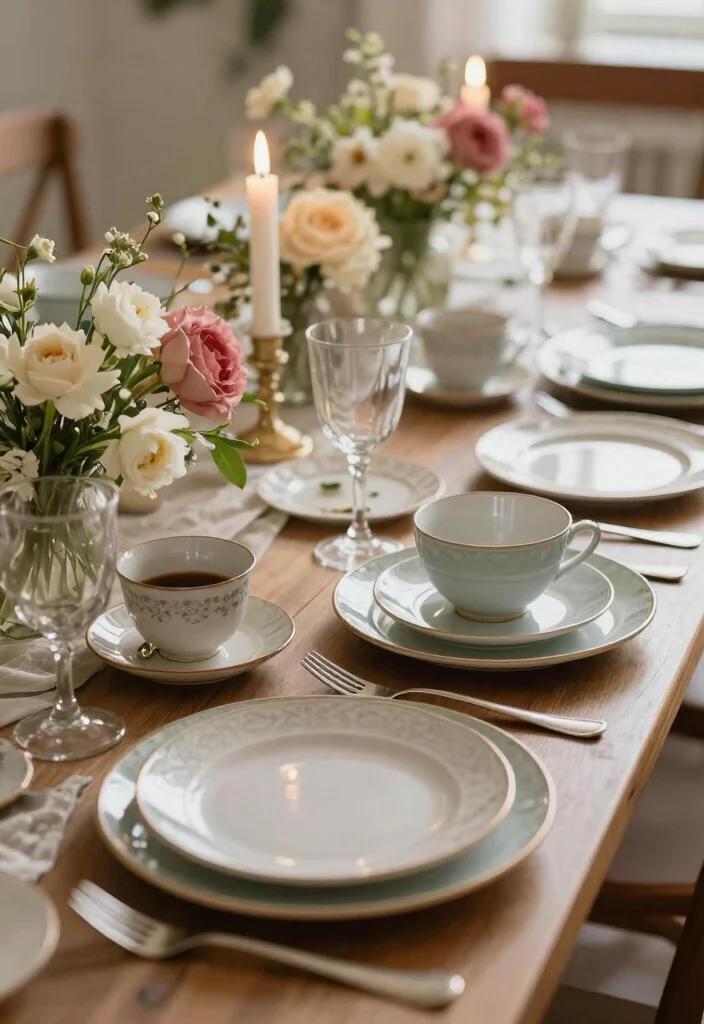 19 One Year Anniversary Decorations Ideas That Spark Joy - 10. Vintage Tableware 1